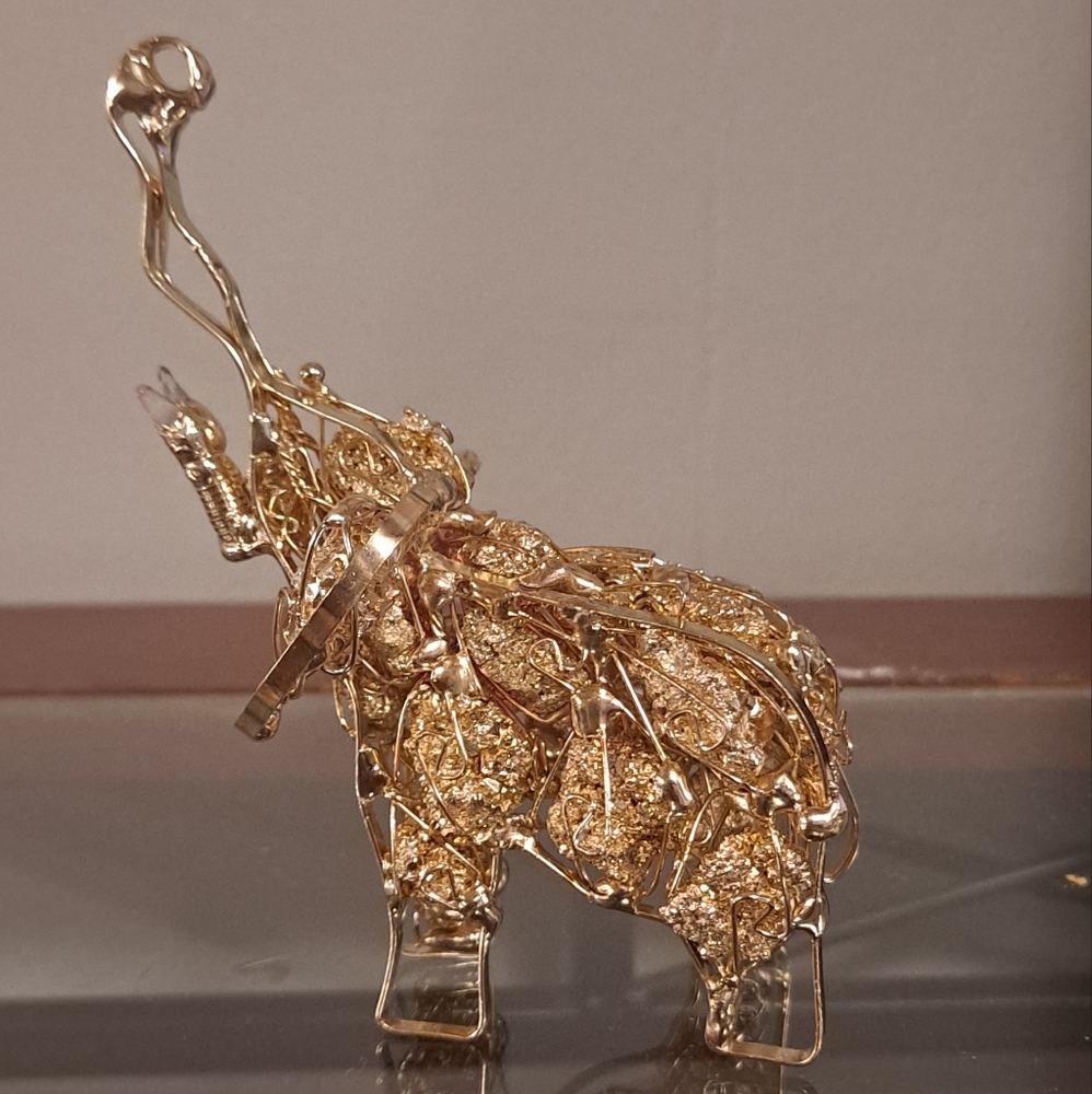 Pyrite and Plated Steal Elephant Decoration.